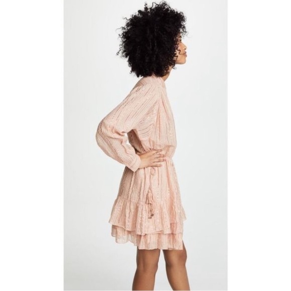 Ulla Johnson Della Dress Blush Lurex Striped Ruffle Tunic M - Picture 5 of 12